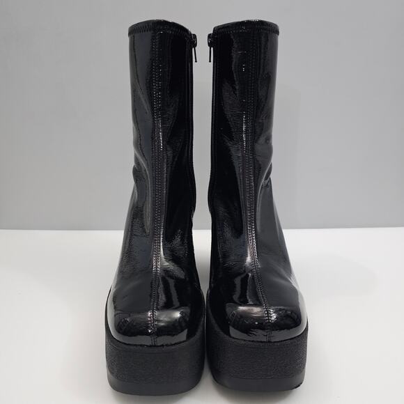 NEW Jeffrey Campbell Refresh Ankle Boot Women 9 Black Glossy Patent Y2K Platform - Picture 4 of 14